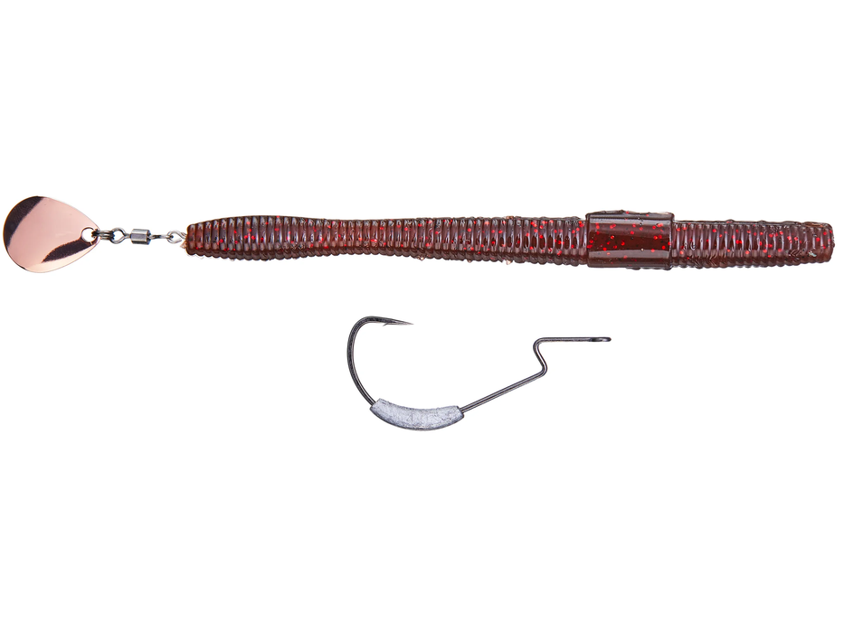 Hyperlastics By A Band Of Anglers Wormspin Swim Worm Watermelon Red/Copper