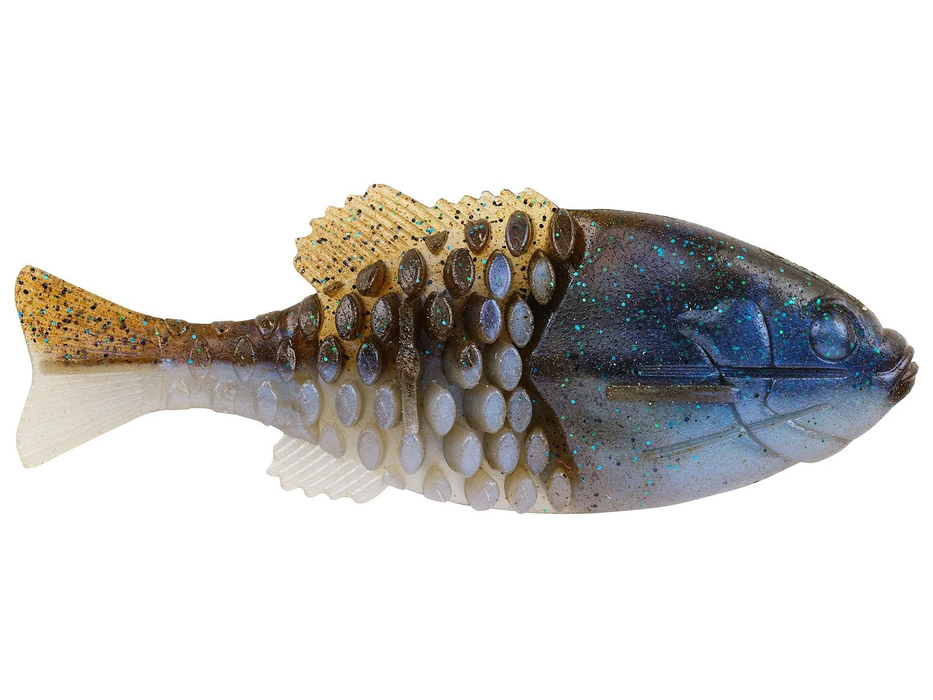 Berkley Powerbait Gilly Swimbait 90 Ike's Green Pumpkin Blue Flash