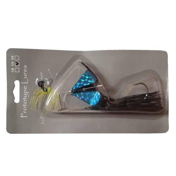 Prototype Lures Guerilla Buzz Buzzbaits Black Black/Blue Prism 3/8 oz