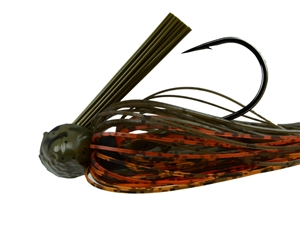3/8oz Picasso Fantasy Football Jig Heavy Duty Dressed Green Pumpkin/Amber/Red 1 Pack